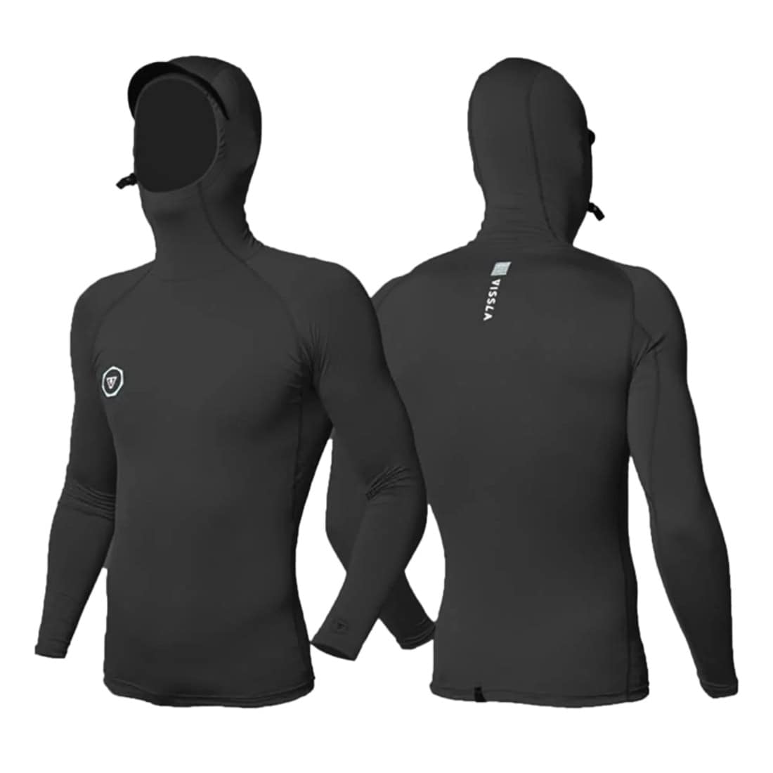 Vissla Warm Seas Eco Hooded Longsleeve Rash Vest Surf Shirt - Black - Mens UV Rash Vest by Vissla