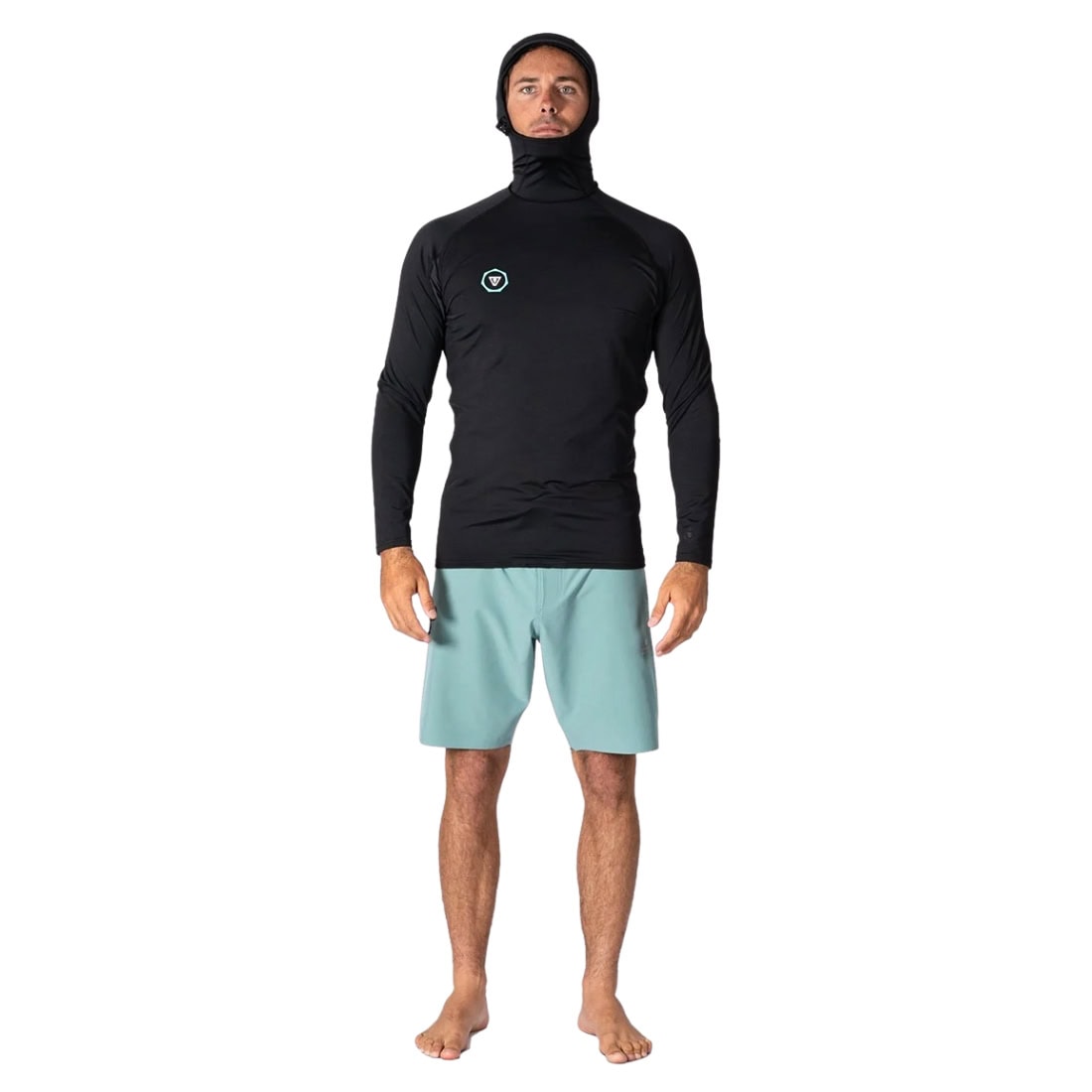 Vissla Warm Seas Eco Hooded Longsleeve Rash Vest Surf Shirt - Black - Mens UV Rash Vest by Vissla