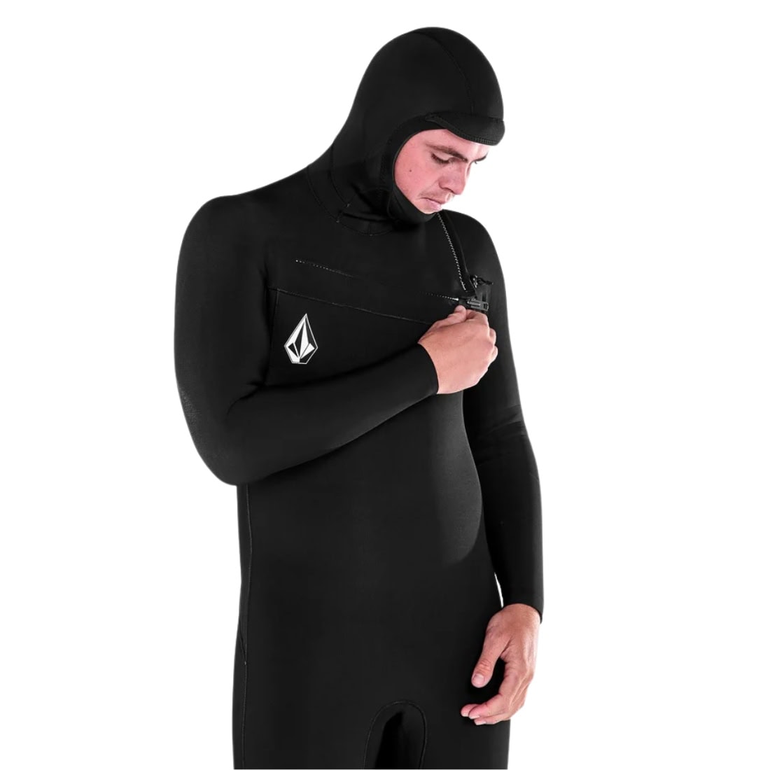 Volcom 4/3mm Hooded Chestzip Modulator Full Wetsuit - Black - Mens Full Length Wetsuit by Volcom