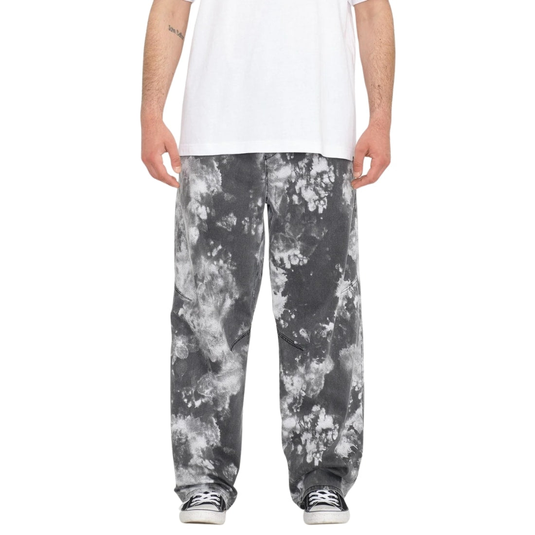 Volcom Asphalt Beach Pant - Black White - Mens Relaxed/Loose Denim Jeans by Volcom