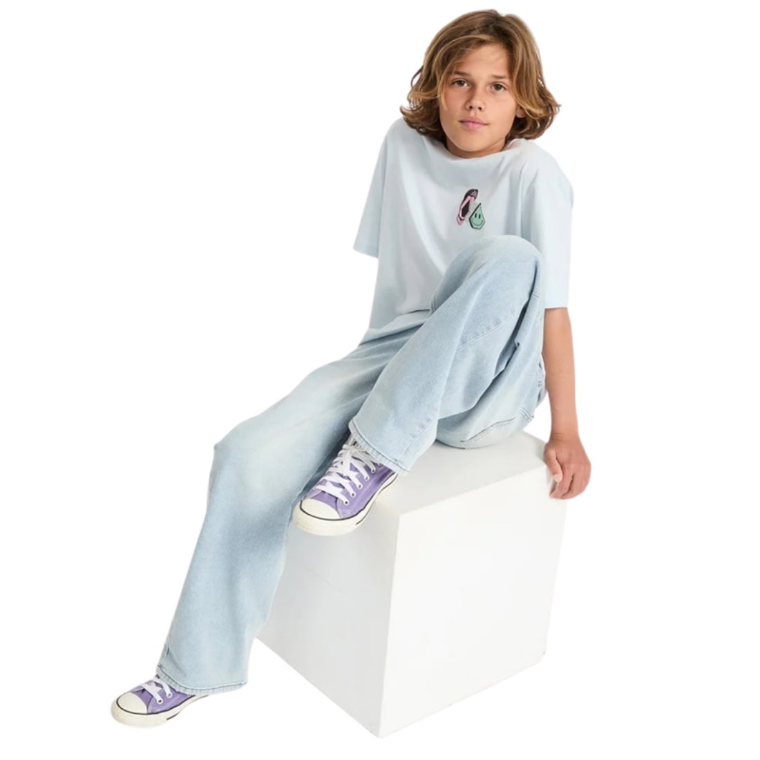 Volcom Aura Kids T-Shirt - Light Blue Acid - Boys Skate Brand T-Shirt by Volcom