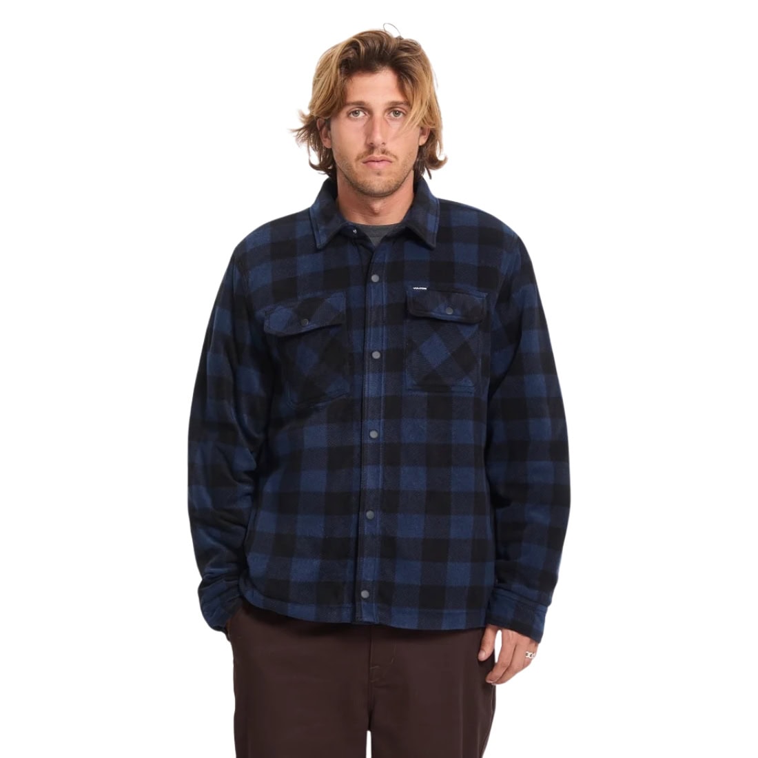 Volcom Bowered II Fleece Shirt Jacket - Marine - Mens Flannel Shirt by Volcom
