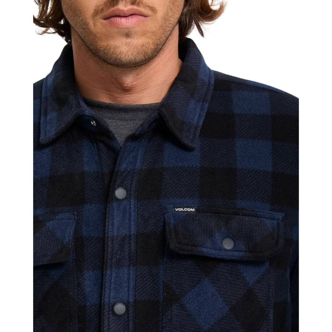 Volcom Bowered II Fleece Shirt Jacket - Marine - Mens Flannel Shirt by Volcom