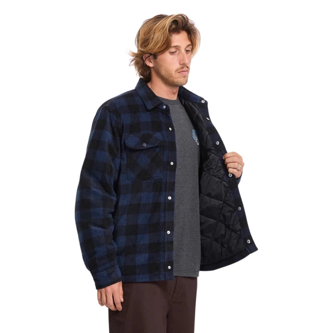 Volcom Bowered II Fleece Shirt Jacket - Marine - Mens Flannel Shirt by Volcom