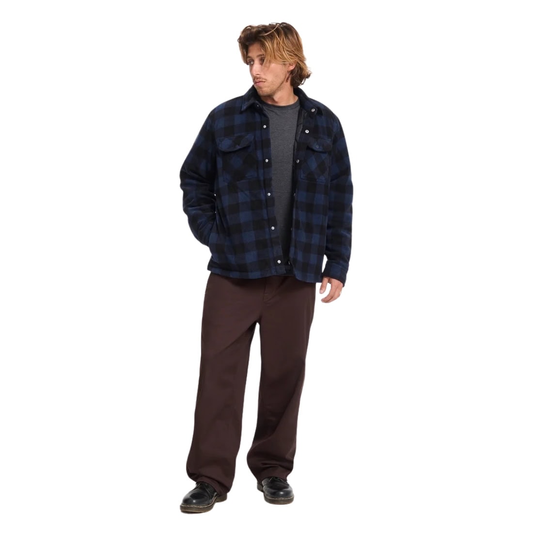 Volcom Bowered II Fleece Shirt Jacket - Marine - Mens Flannel Shirt by Volcom