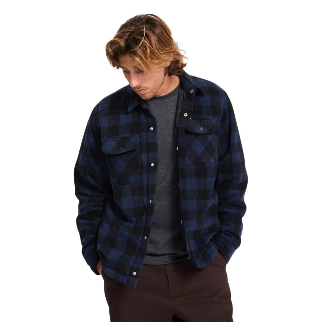 Volcom Bowered II Fleece Shirt Jacket - Marine - Mens Flannel Shirt by Volcom