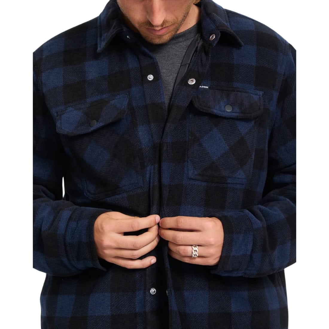 Volcom Bowered II Fleece Shirt Jacket - Marine - Mens Flannel Shirt by Volcom