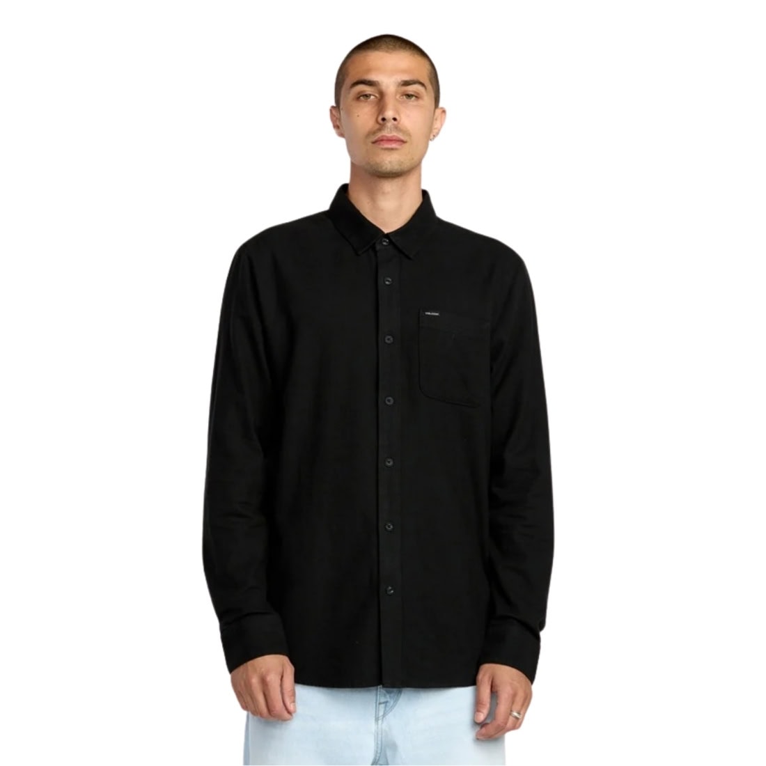 Volcom Caden Solid Long Sleeve Shirt - Antique Black - Mens Casual Shirt by Volcom