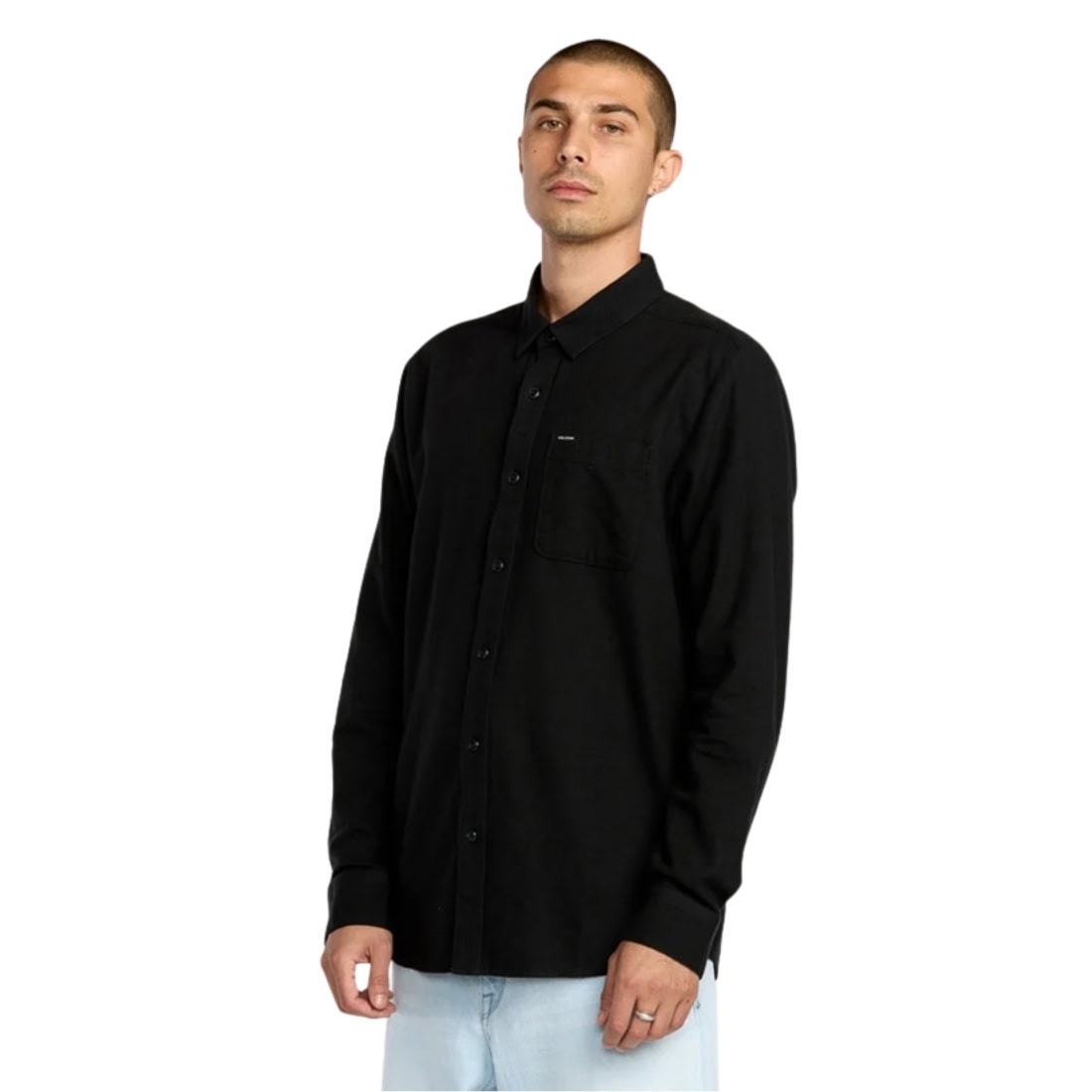 Volcom Caden Solid Long Sleeve Shirt - Antique Black - Mens Casual Shirt by Volcom