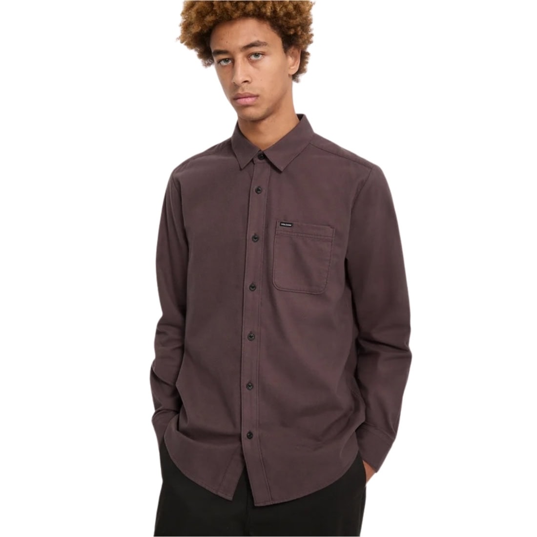 Volcom Caden Solid Long Sleeve Shirt - Raisin - Mens Casual Shirt by Volcom