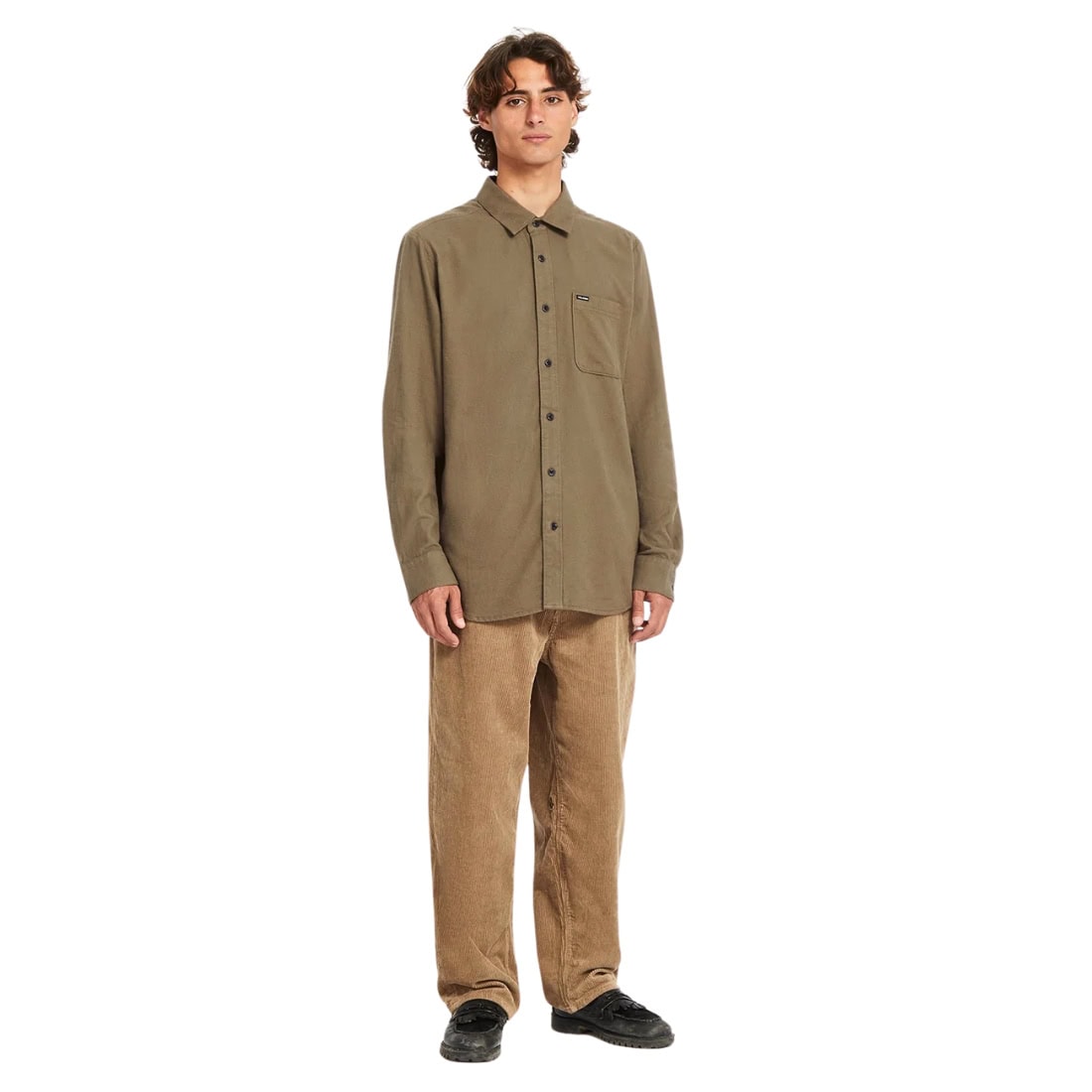 Volcom Caden Solid Longsleeve Shirt - Wintermoss - Mens Casual Shirt by Volcom