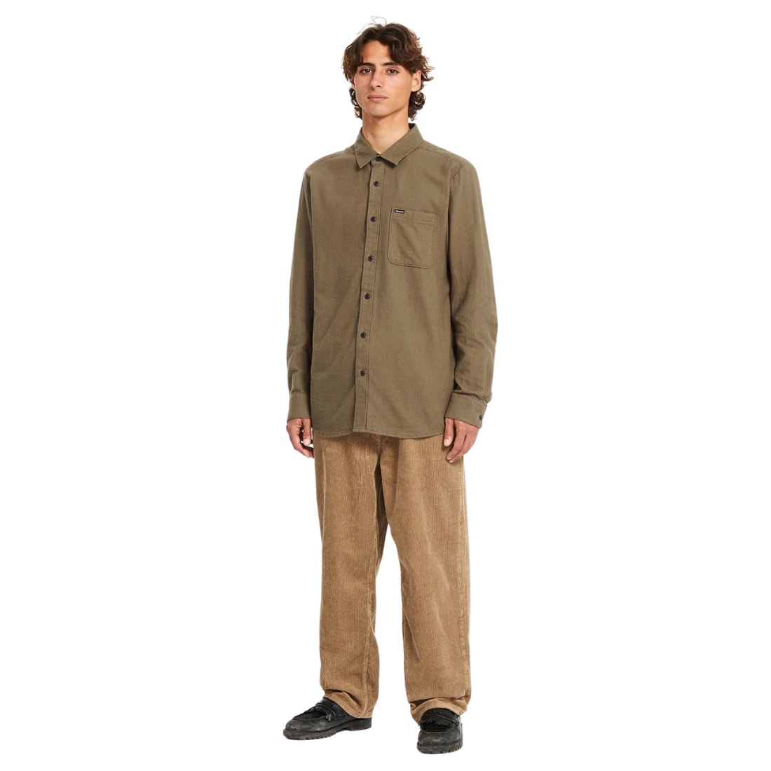 Volcom Caden Solid Longsleeve Shirt - Wintermoss - Mens Casual Shirt by Volcom