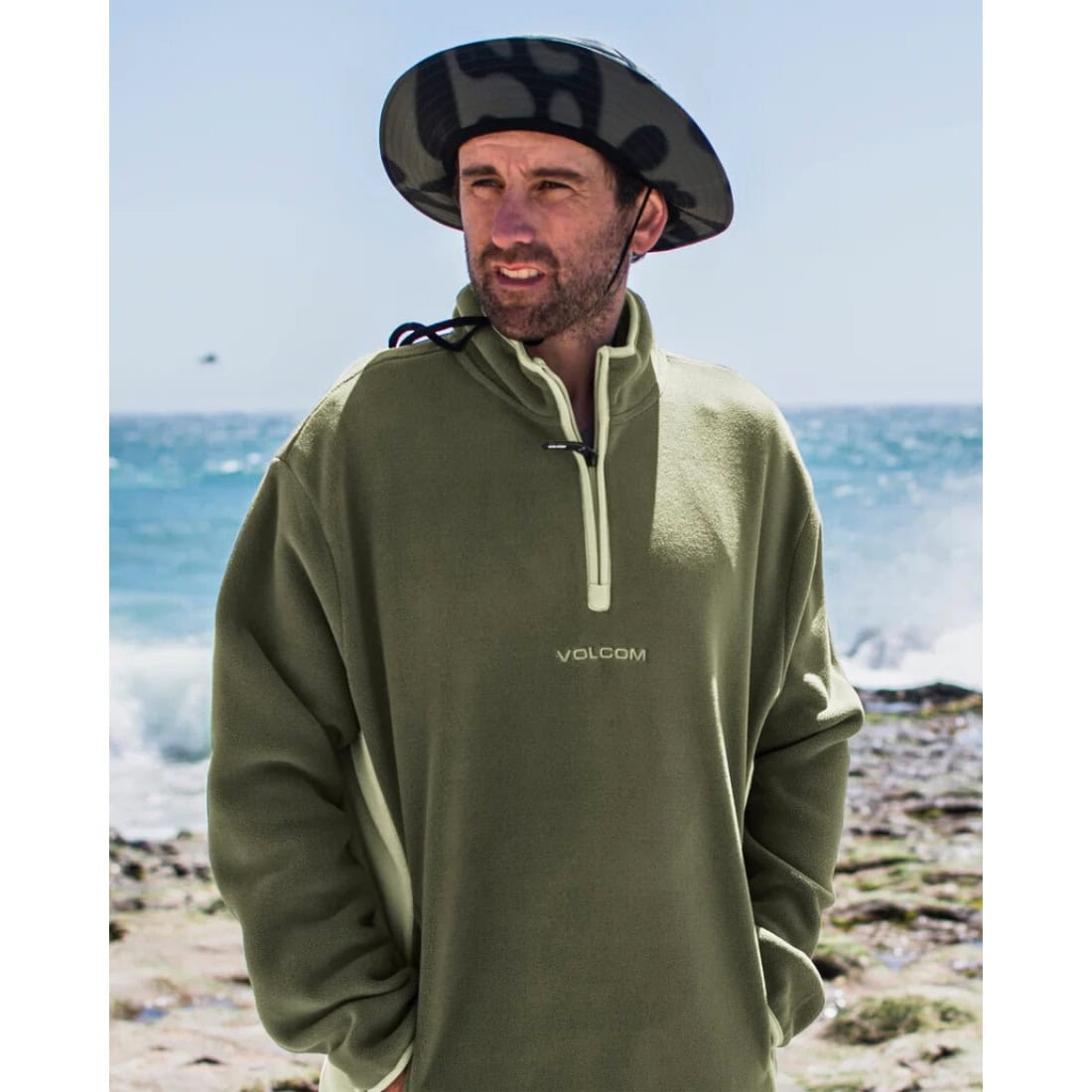 Volcom Error 92 Mock Neck Pullover - Wintermoss - Mens Pullover Hoodie by Volcom