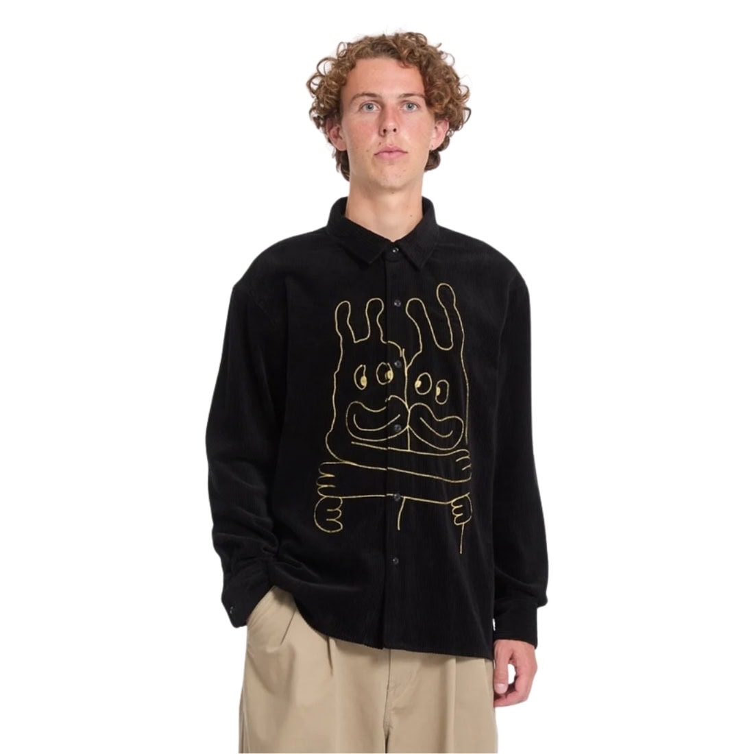 Volcom FA Ozzy Cord Long Sleeve Shirt - Black - Mens Flannel Shirt by Volcom