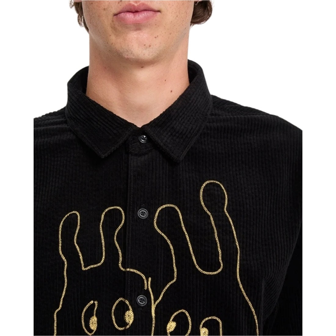 Volcom FA Ozzy Cord Long Sleeve Shirt - Black - Mens Flannel Shirt by Volcom