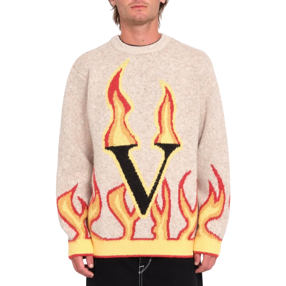 Volcom Fergadelic Sweater - Dirty White - Mens Knitwear by Volcom