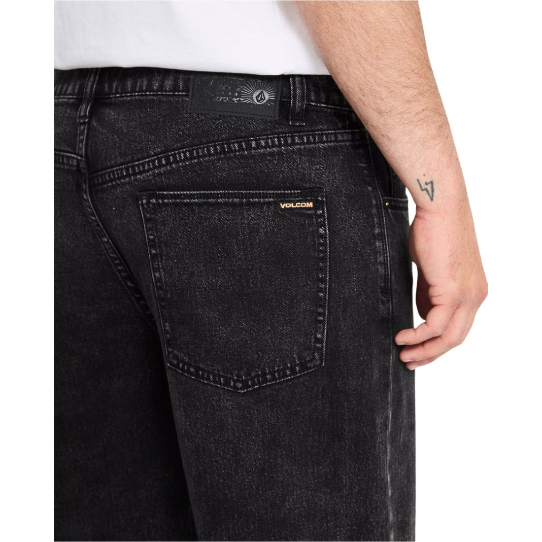 Volcom Fivedown Denim - Blackity Black - Mens Relaxed/Loose Denim Jeans by Volcom