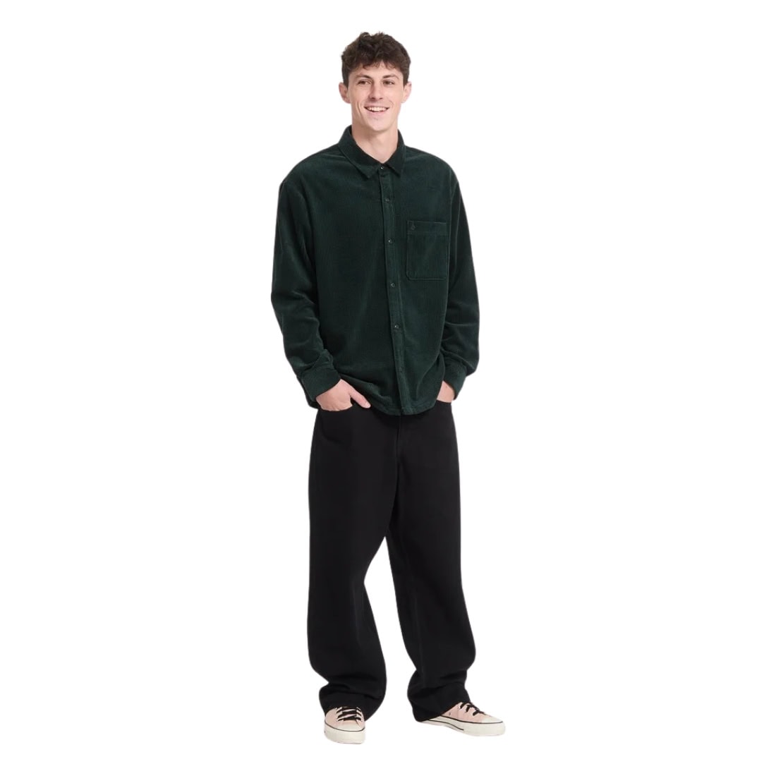 Volcom Fostered II Cord Longsleeve Shirt - Scarab - Mens Casual Shirt by Volcom