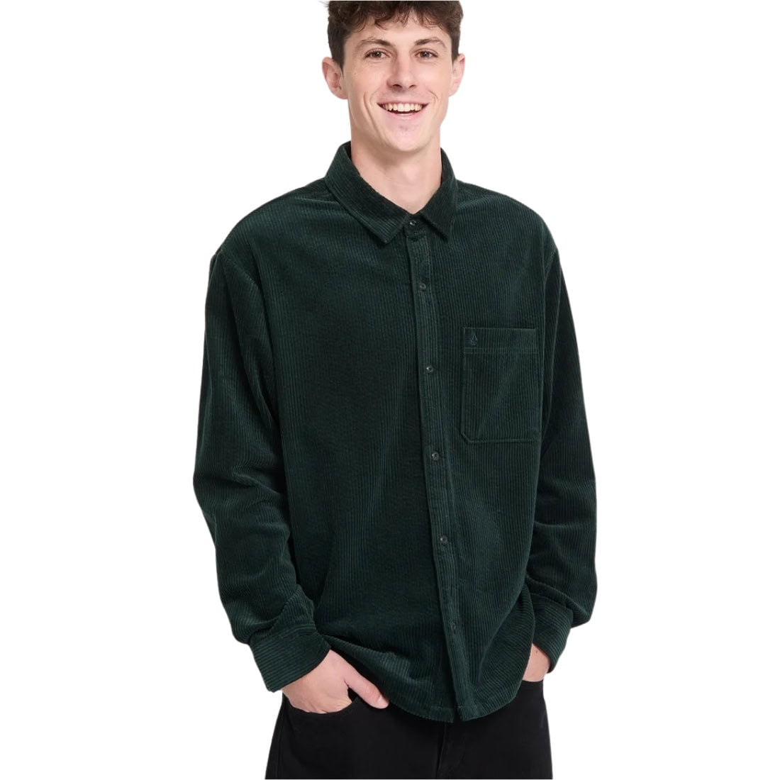 Volcom Fostered II Cord Longsleeve Shirt - Scarab - Mens Casual Shirt by Volcom