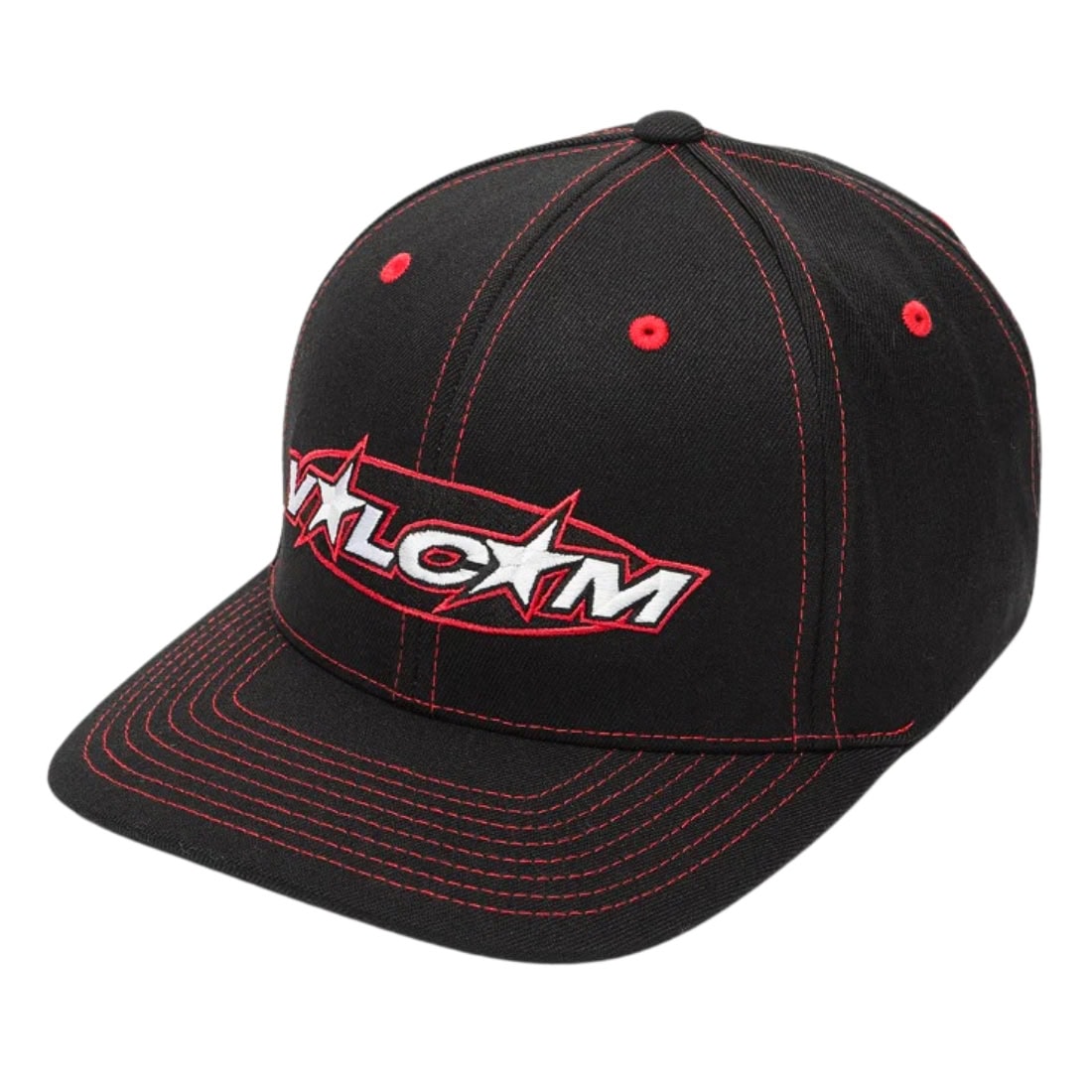 Baseball Cap Volcom Black Hat Volcom Hot Tune Flexfit Cap Black