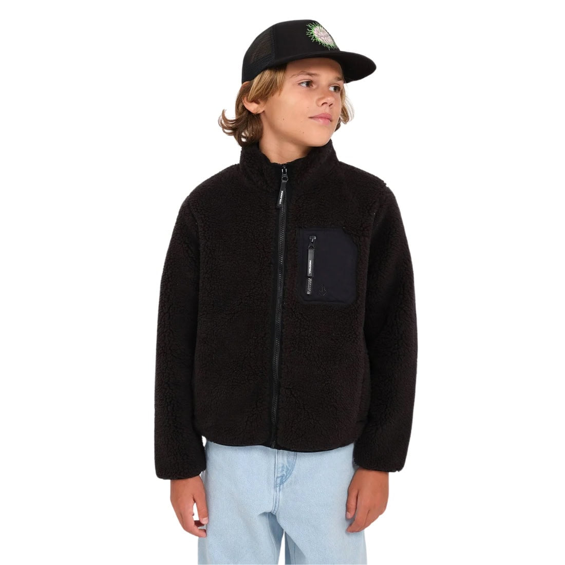 Volcom Kids Muzzer Fuzzar Zip Fleece - Black - Boys Zip Up Hoodie by Volcom