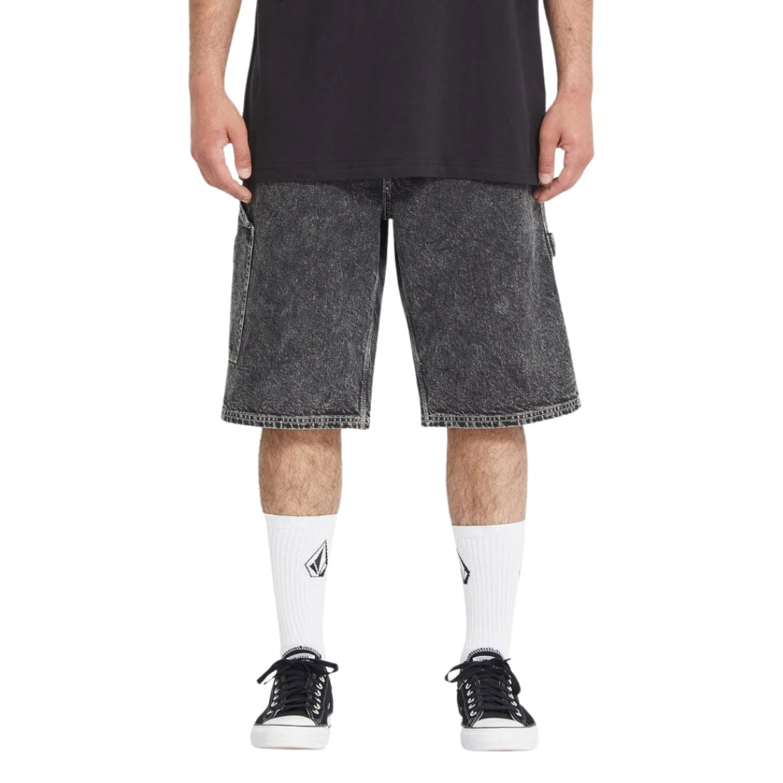 Volcom Labored Denim Utility Shorts - Light Acid Black - Mens Denim Shorts by Volcom