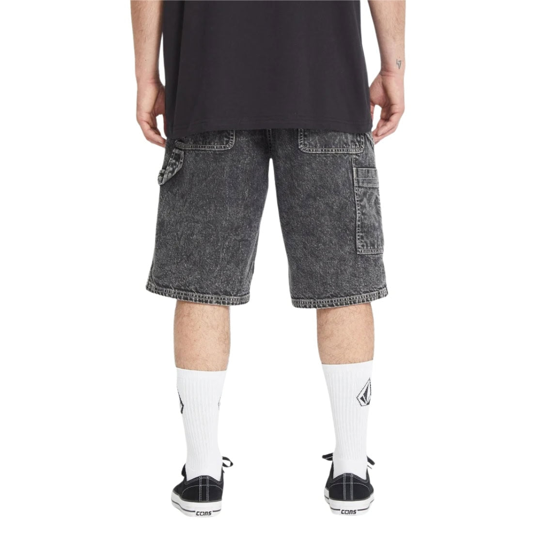 Volcom Labored Denim Utility Shorts - Light Acid Black - Mens Denim Shorts by Volcom