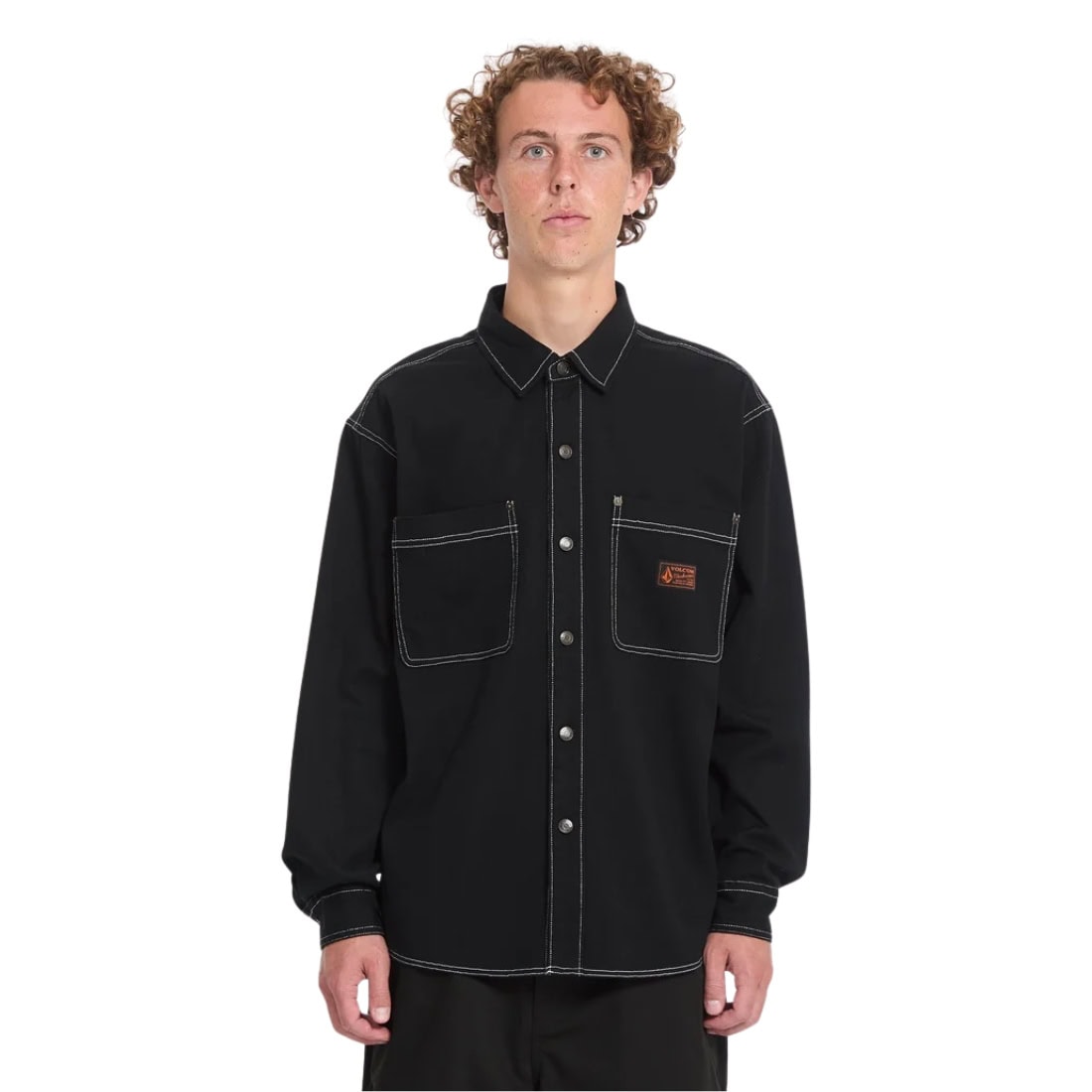 Volcom Levelstone Longsleeve Shirt - Black White - Mens Casual Shirt by Volcom