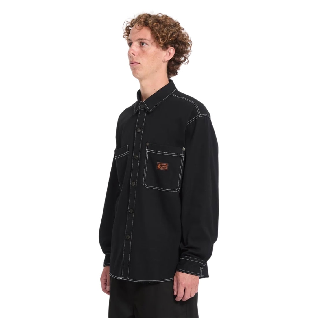 Volcom Levelstone Longsleeve Shirt - Black White - Mens Casual Shirt by Volcom