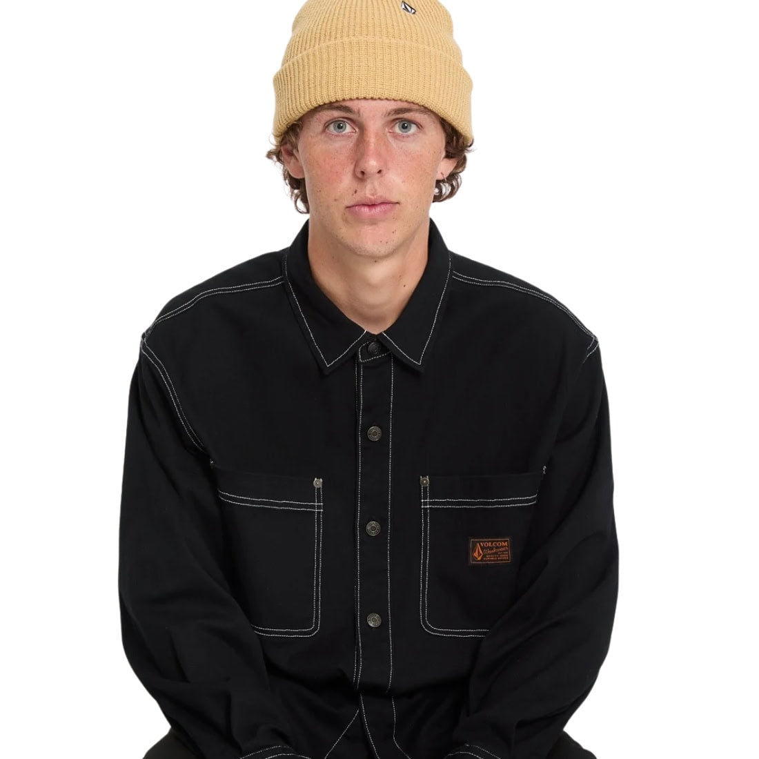 Volcom Levelstone Longsleeve Shirt - Black White - Mens Casual Shirt by Volcom