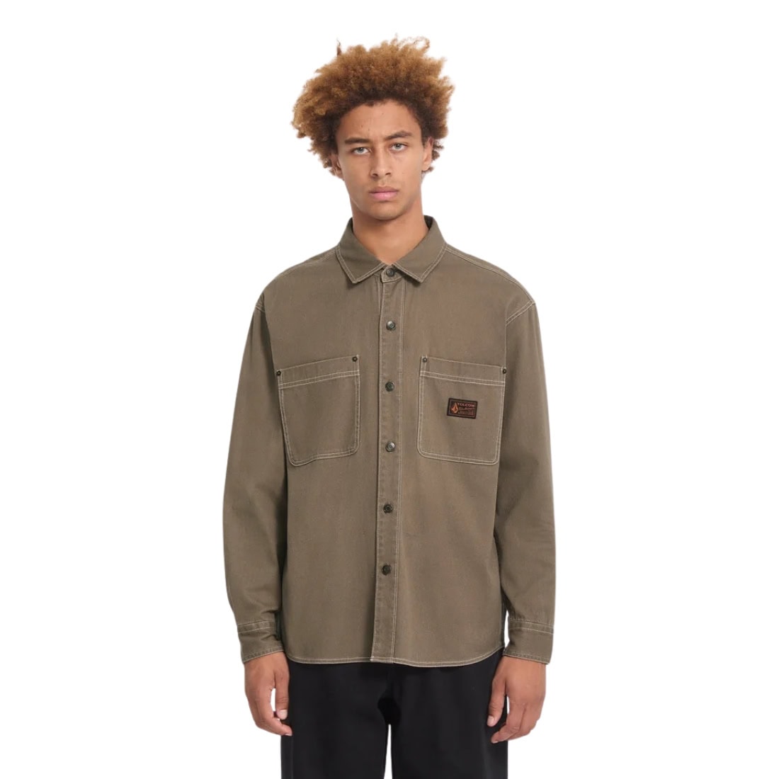 Volcom Levelstone Longsleeve Shirt - Earth - Mens Casual Shirt by Volcom