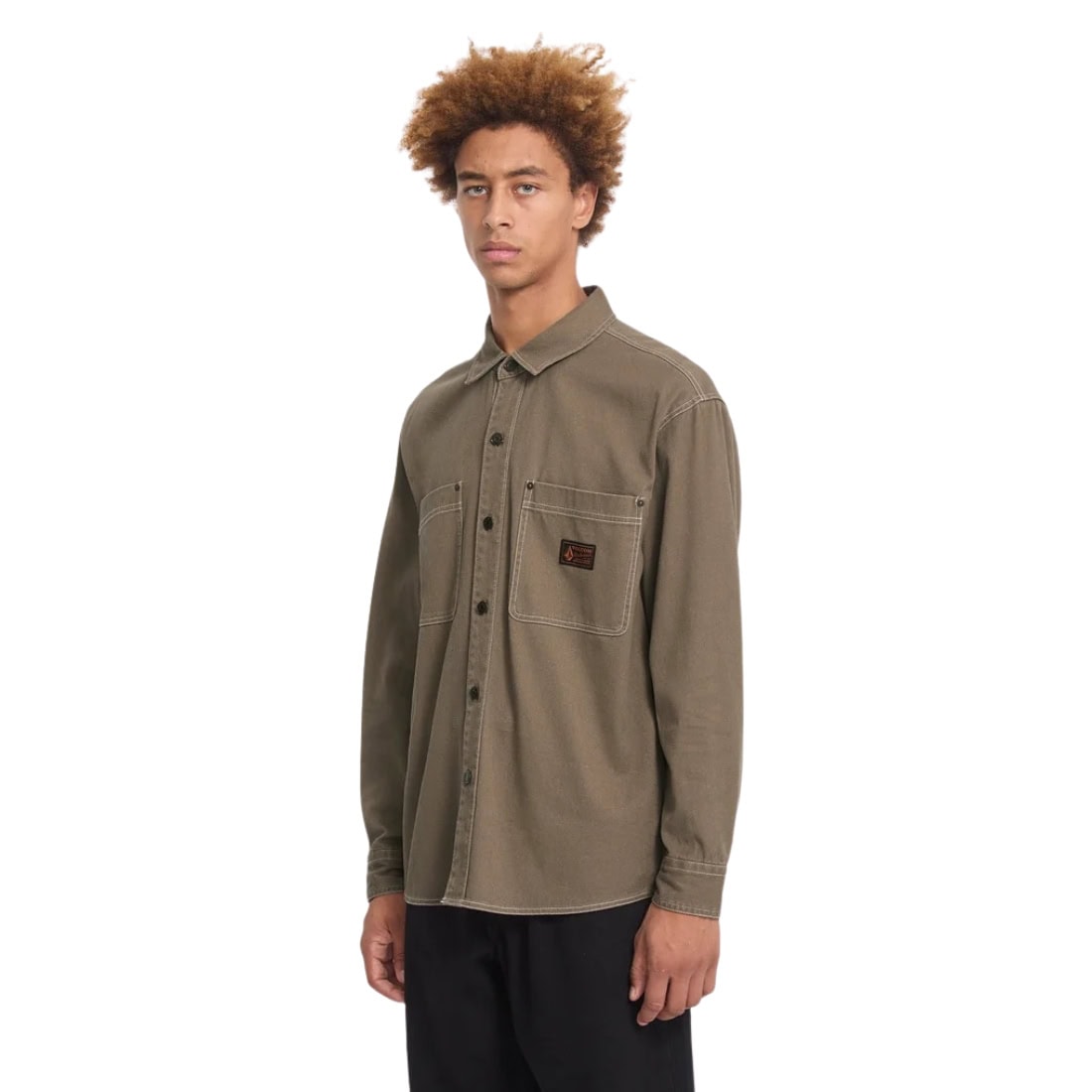 Volcom Levelstone Longsleeve Shirt - Earth - Mens Casual Shirt by Volcom