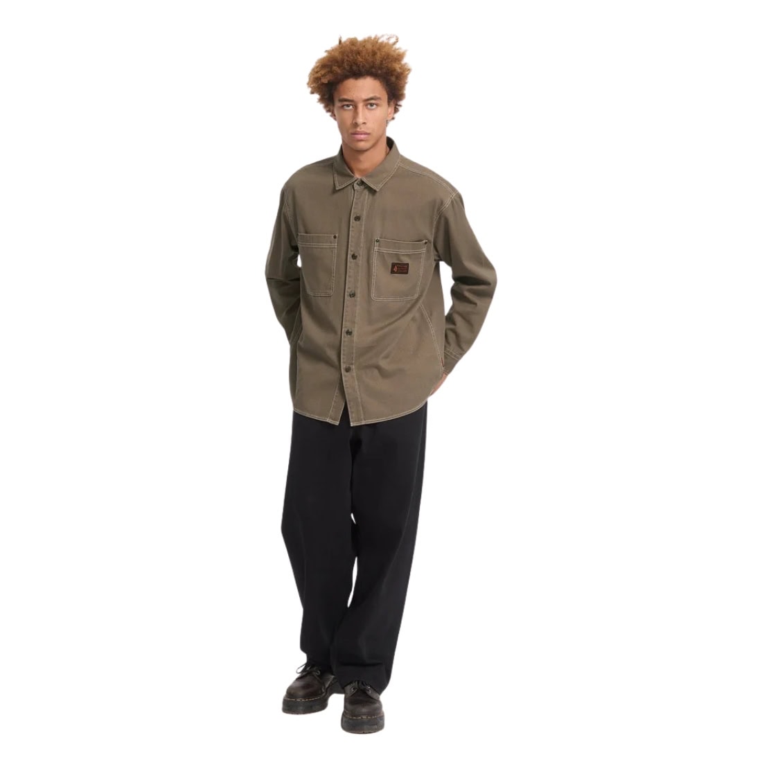 Volcom Levelstone Longsleeve Shirt - Earth - Mens Casual Shirt by Volcom
