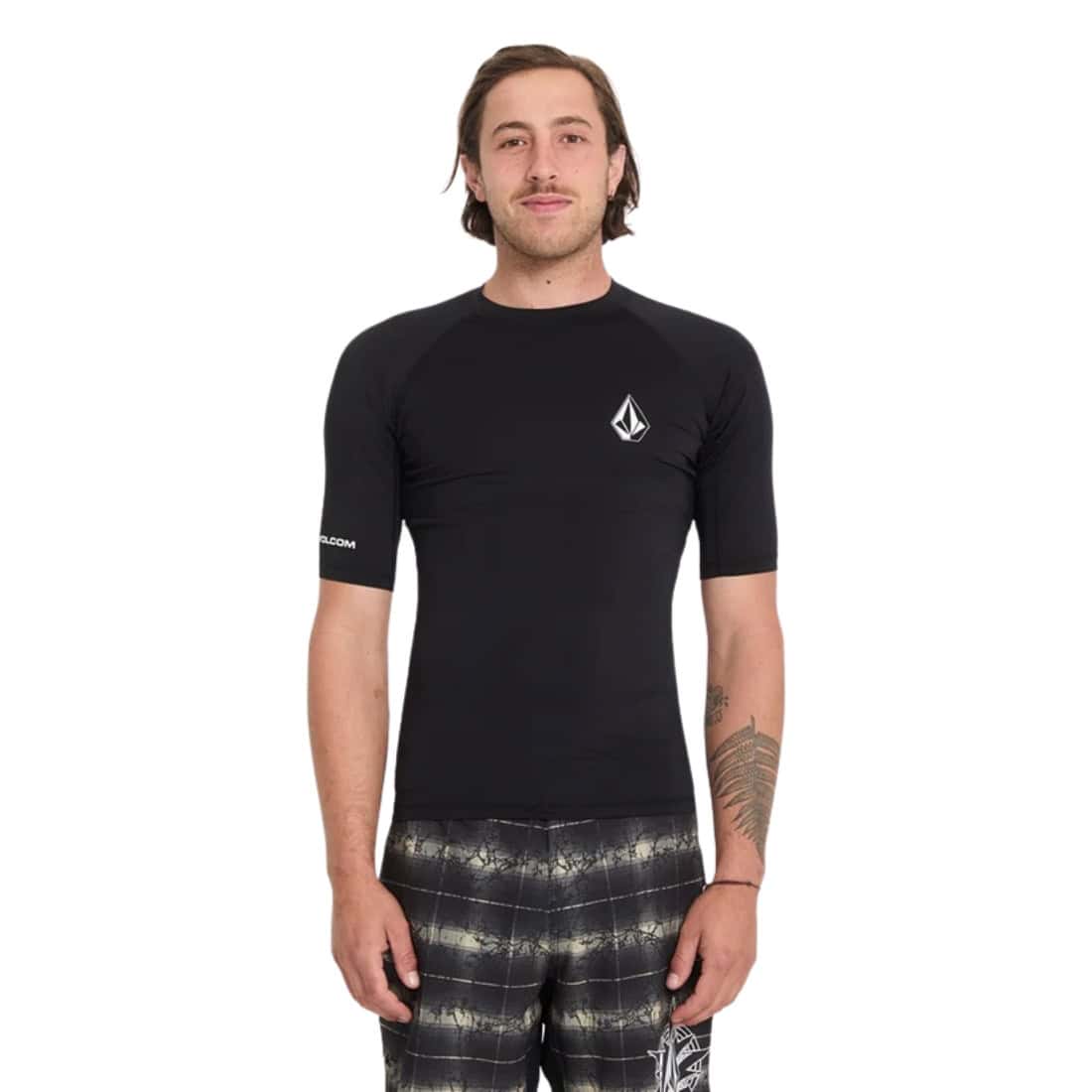 Volcom Lido Solid Thrashguard Rash Vest - Black - Mens UV Rash Vest by Volcom