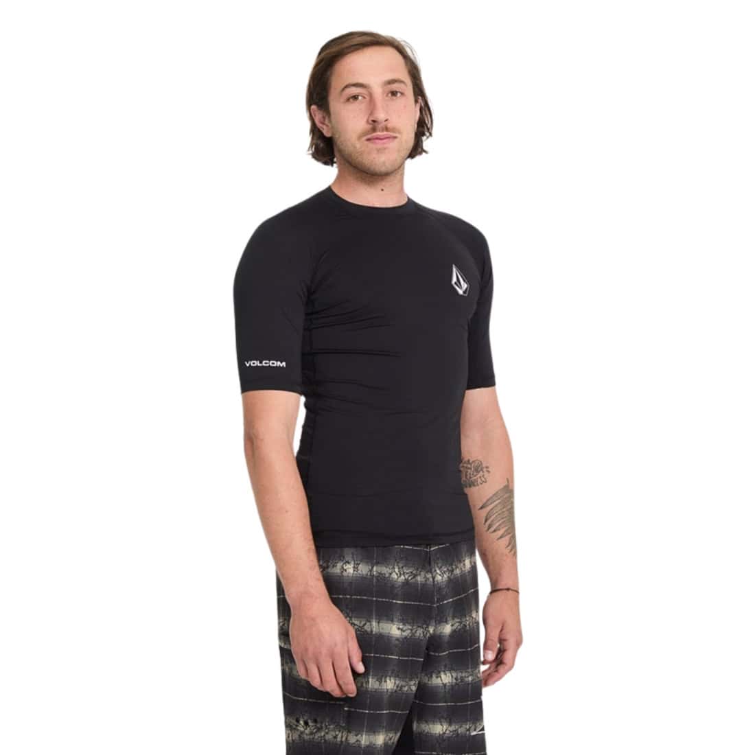 Volcom Lido Solid Thrashguard Rash Vest - Black - Mens UV Rash Vest by Volcom