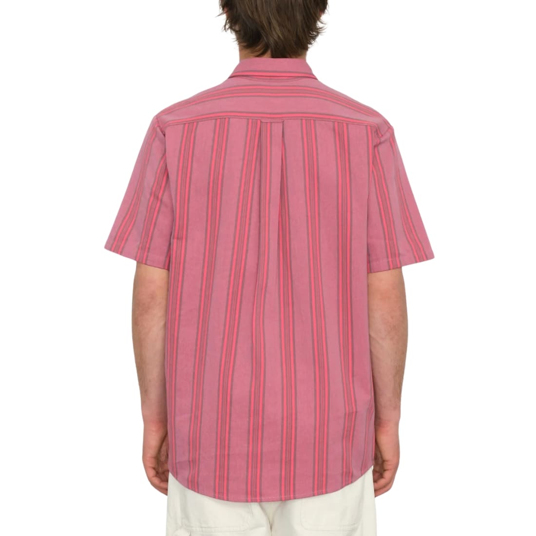 Volcom Newbar Stripe Shortsleeve Shirt - Washed Ruby