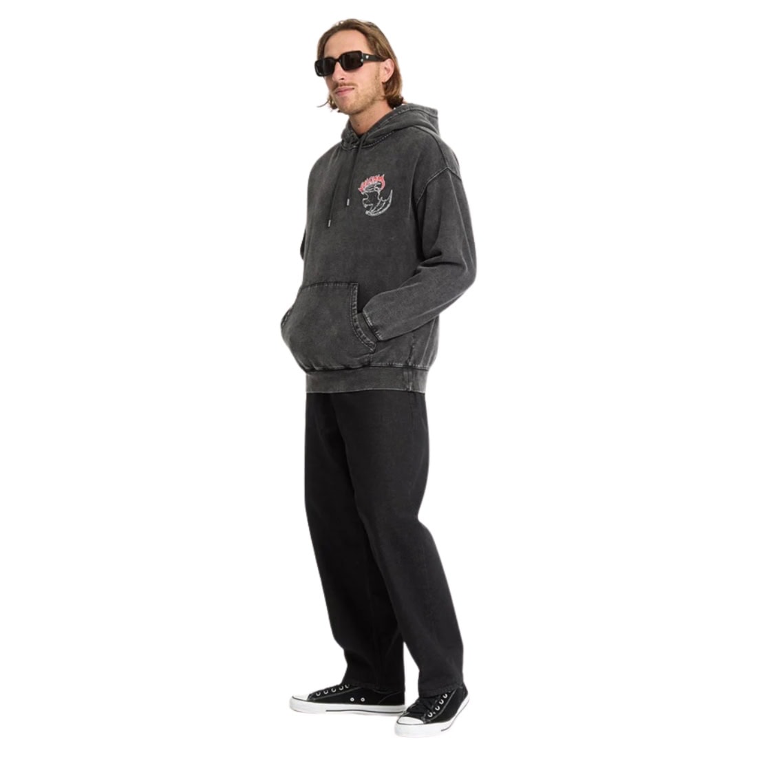 Volcom Nightwasher Pullover Hood - Light Acid Black - Mens Pullover Hoodie by Volcom