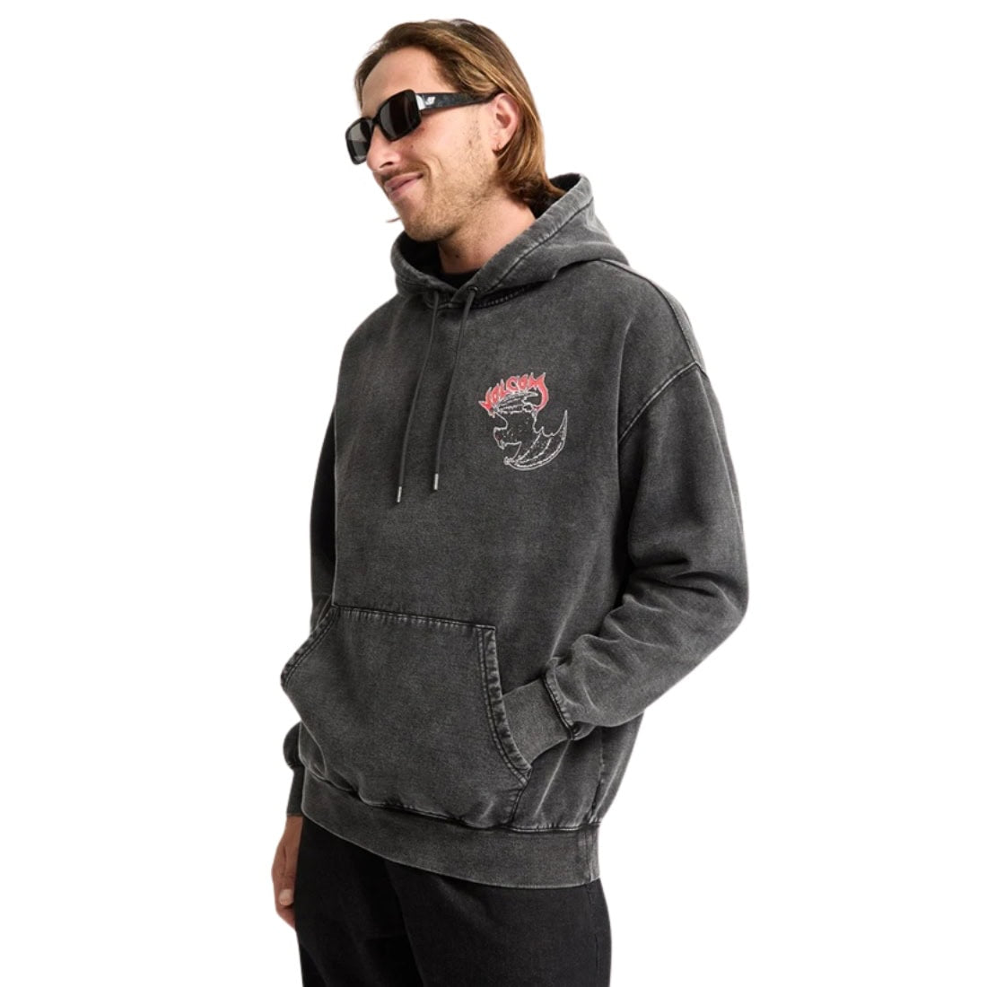 Volcom Nightwasher Pullover Hood - Light Acid Black - Mens Pullover Hoodie by Volcom