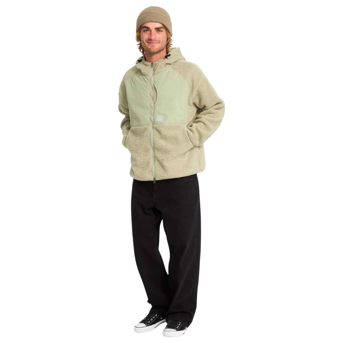 Volcom Nomaa Sherpa Zip - Green Tea - Mens Zip Up Hoodie by Volcom