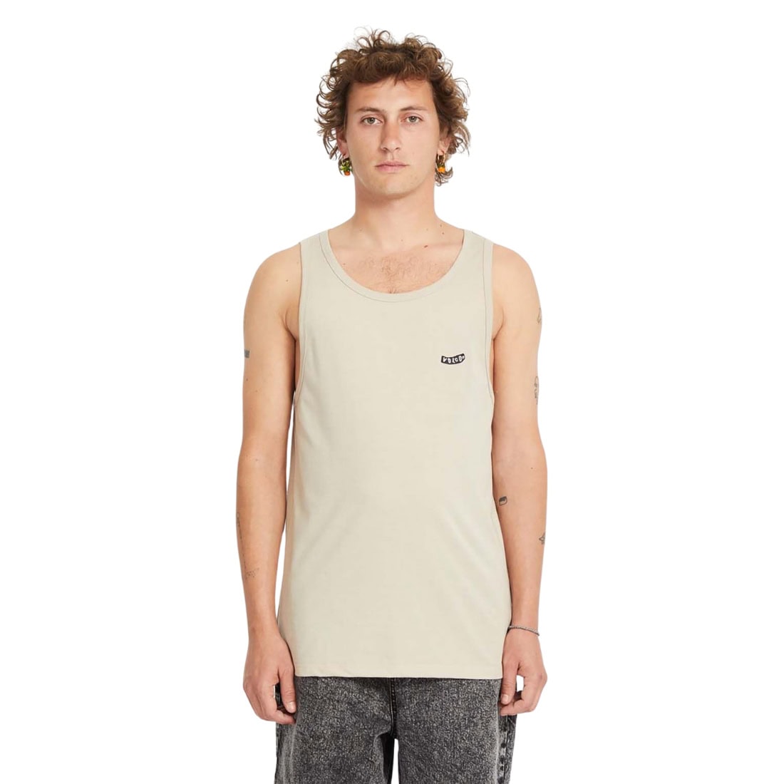 Volcom Pistol Stone Heather Tank Top Vest - Light Khaki - Mens Surf Brand Vest/Tank Top by Volcom