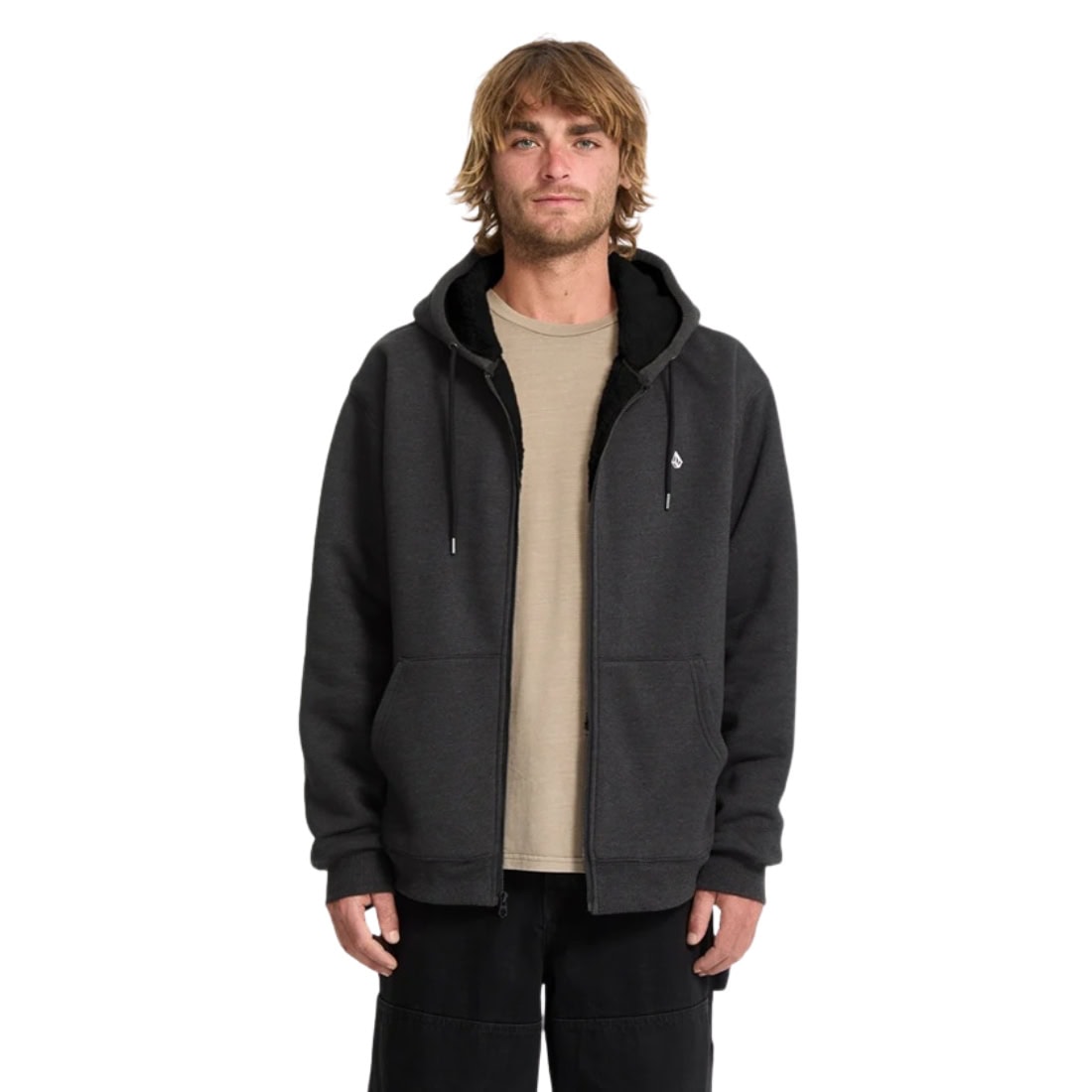 Volcom Single Stone Lined Zip - Heather Black - Mens Zip Up Hoodie by Volcom