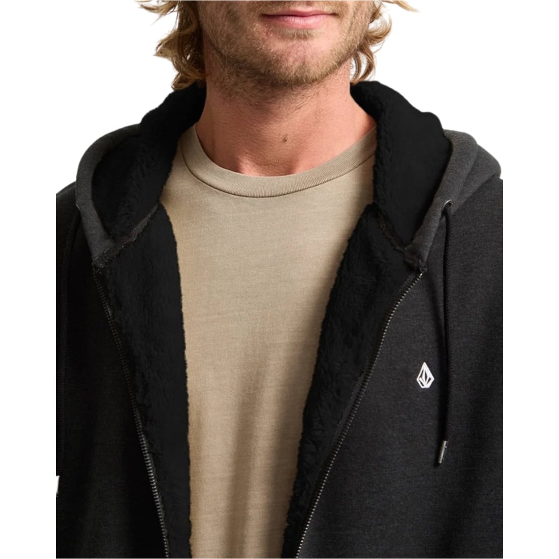 Volcom Single Stone Lined Zip - Heather Black - Mens Zip Up Hoodie by Volcom