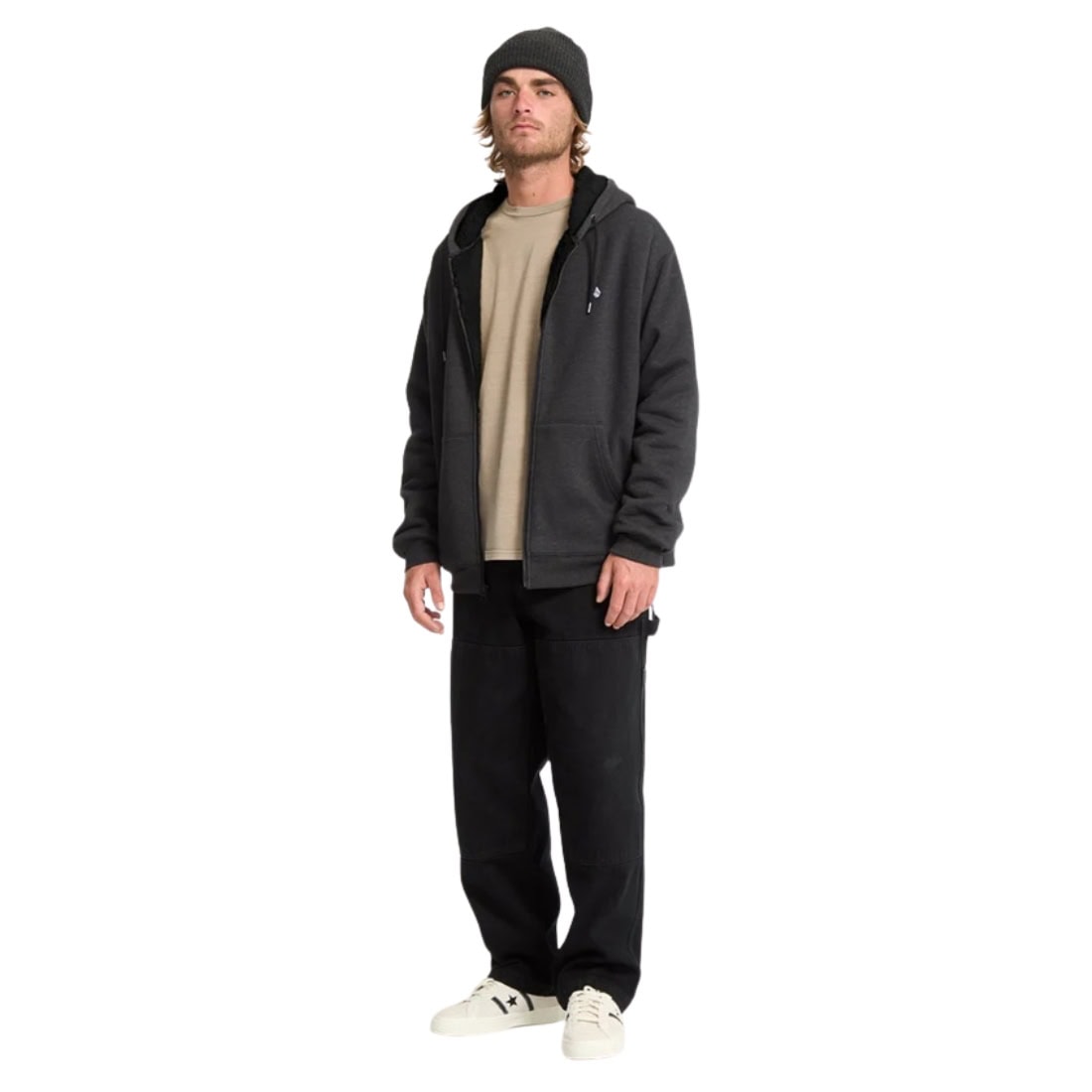Volcom Single Stone Lined Zip - Heather Black - Mens Zip Up Hoodie by Volcom