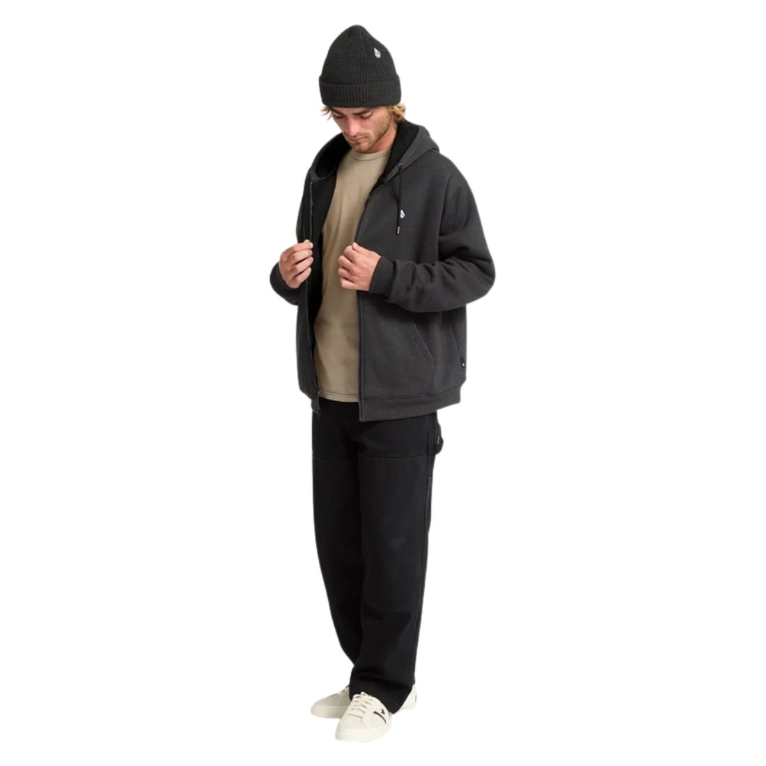 Volcom Single Stone Lined Zip - Heather Black - Mens Zip Up Hoodie by Volcom