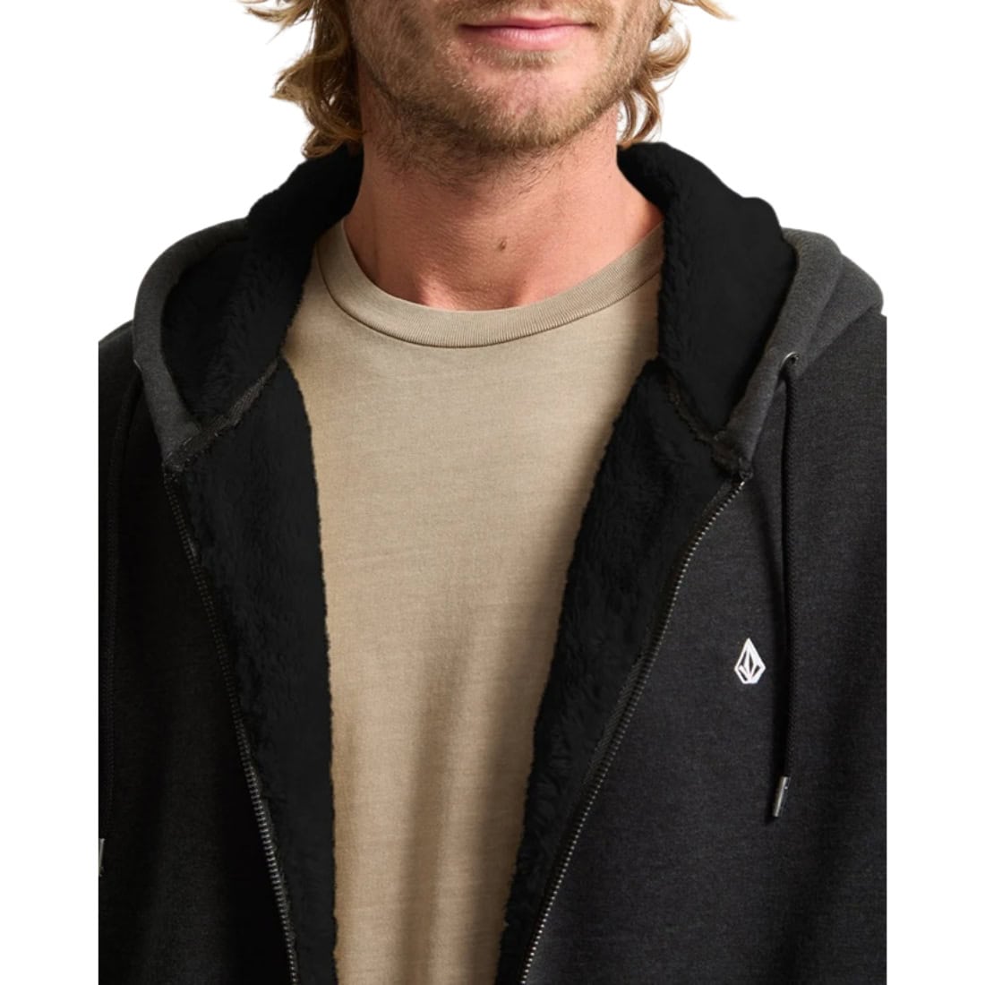 Volcom Single Stone Lined Zip Hood - Heather Black - Mens Zip Up Hoodie by Volcom