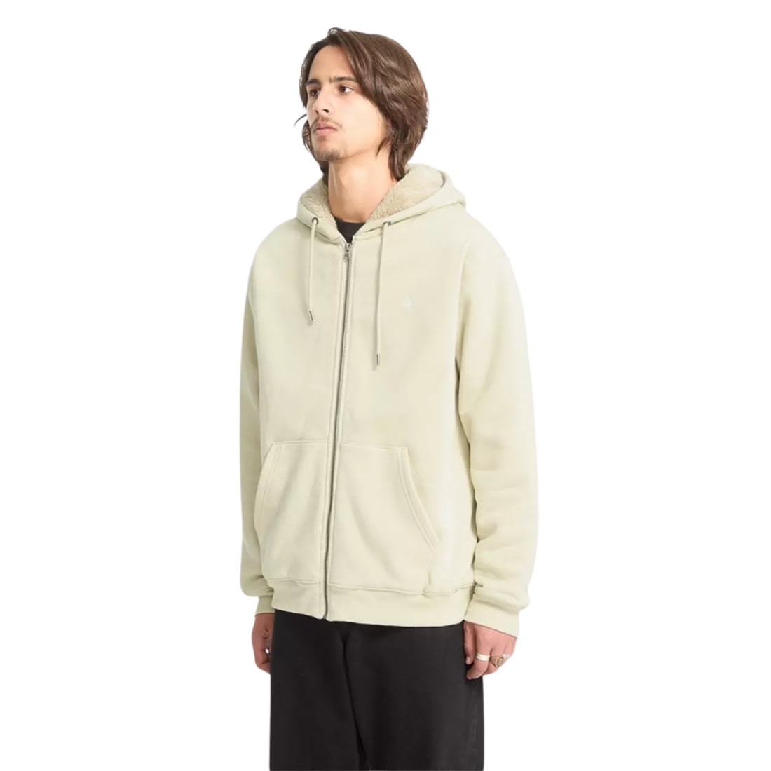 Volcom Single Stone Lined Zip Hood - Light Beige - Mens Zip Up Hoodie by Volcom