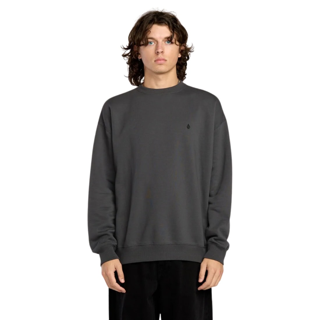 Volcom Single Stone PW Crew - Asphalt Black - Mens Crew Neck Sweatshirt by Volcom