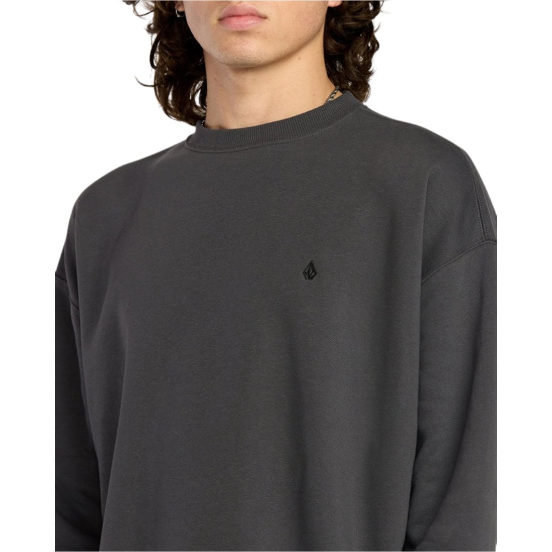 Volcom Single Stone PW Crew - Asphalt Black - Mens Crew Neck Sweatshirt by Volcom
