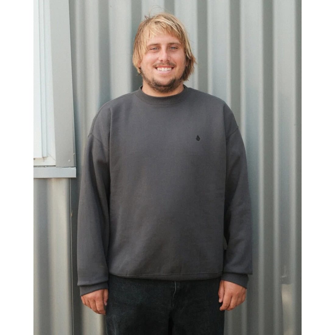 Volcom Single Stone PW Crew - Asphalt Black - Mens Crew Neck Sweatshirt by Volcom