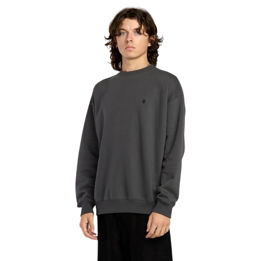 Volcom Single Stone PW Crew - Asphalt Black - Mens Crew Neck Sweatshirt by Volcom